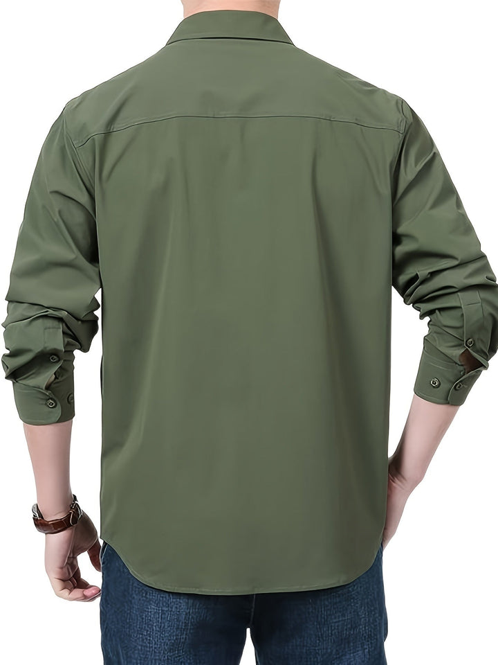 Levoire | Pour Hommes Chemise Cargo À Manches Longues Décontractée Unie