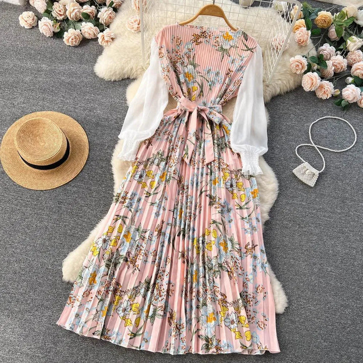 Levoire | Robe avec imprimé ethnique pour femmes, dotée d'un motif floral à nouer