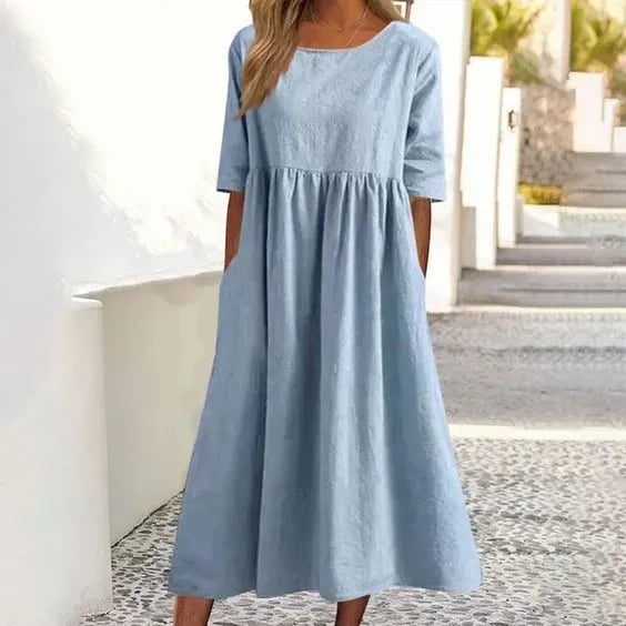 Levoire | Élégant Confortable Robe Coton Bleu clair
