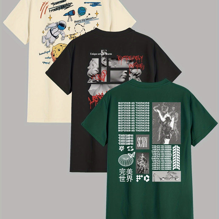 Levoire | T-Shirts Imprimés Graphiquement Dans Le Style Américain (3 Pièces)