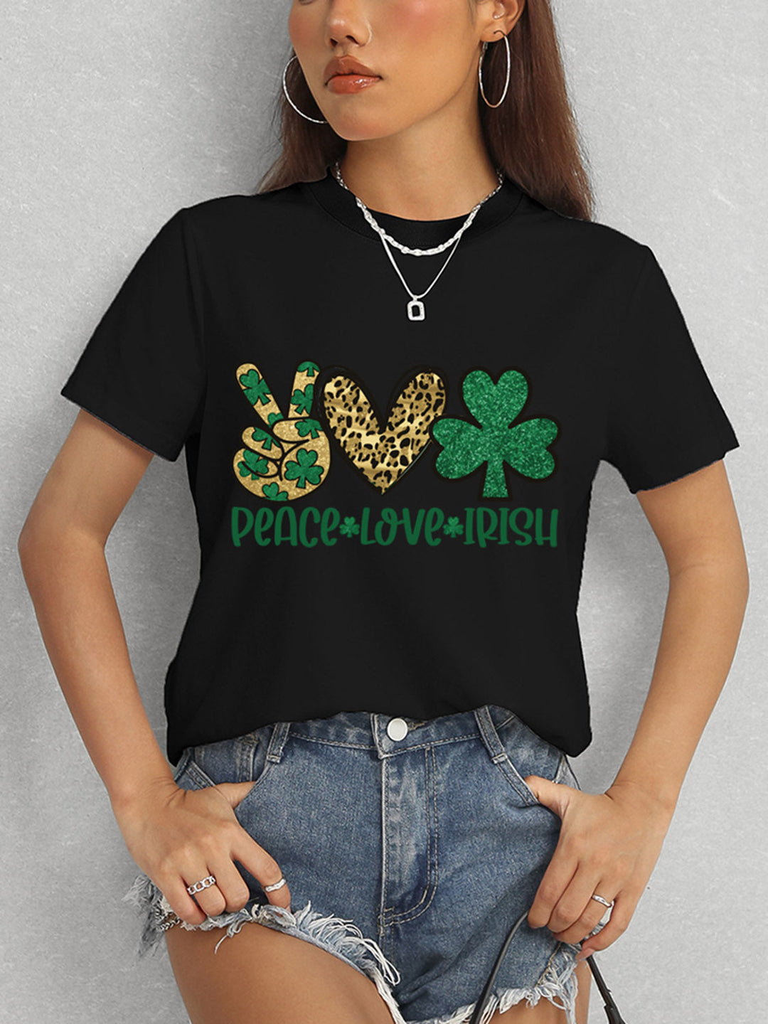 Levoire | PAIX AMOUR IRLANDAIS Col rond T-shirt à manches courtes