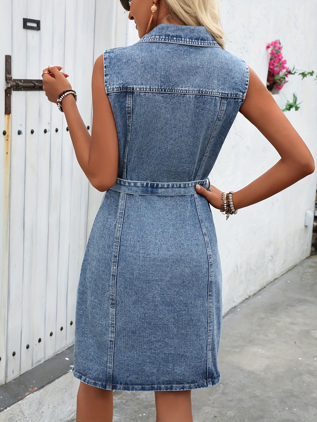 Levoire | Robe En Denim Sans Bretelles Avec Ceinture Et Fermeture À Boutons