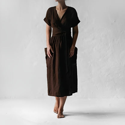 Levoire | Robe en lin élégante Marron