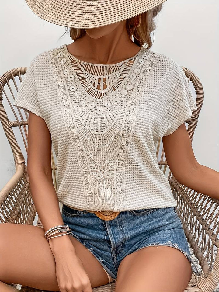 Levoire | T-Shirt En Dentelle Unie Avec Col Rond