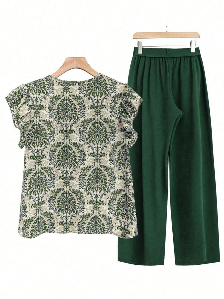 Levoire | Cap Ruffle Top Et Pantalon Set