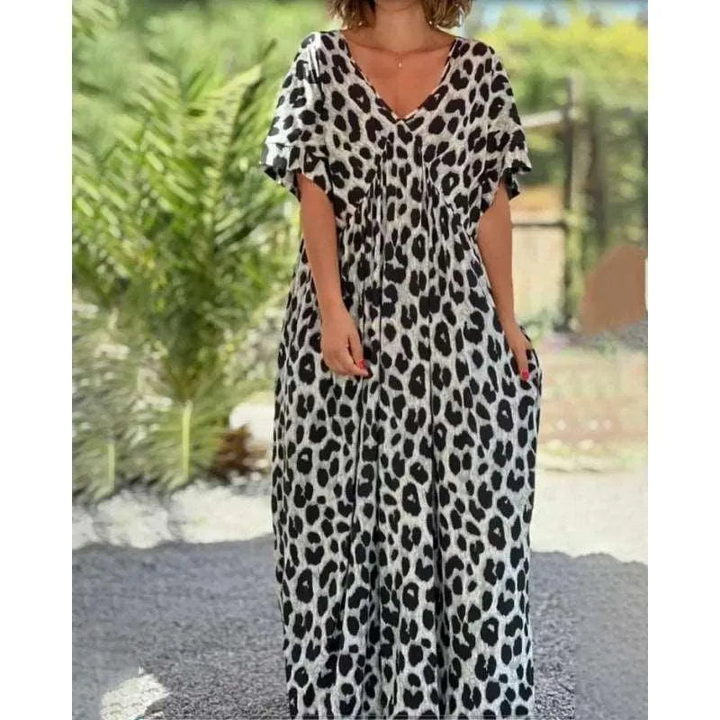 Levoire | Robe à manches courtes imprimée léopard Gris