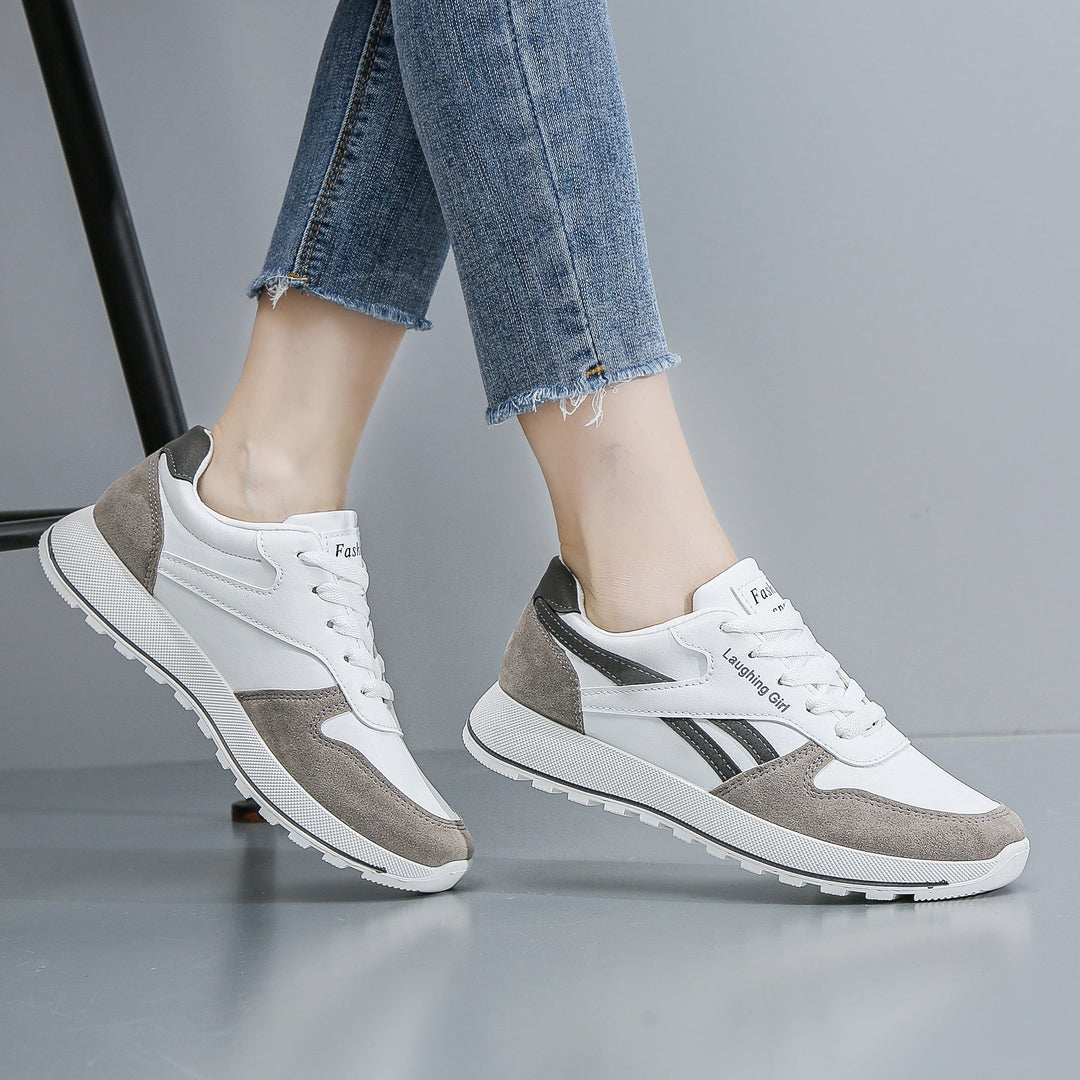 Levoire | Femmes Colorblock Baskets De Loisirs À Lacets G02 Blanc Gris
