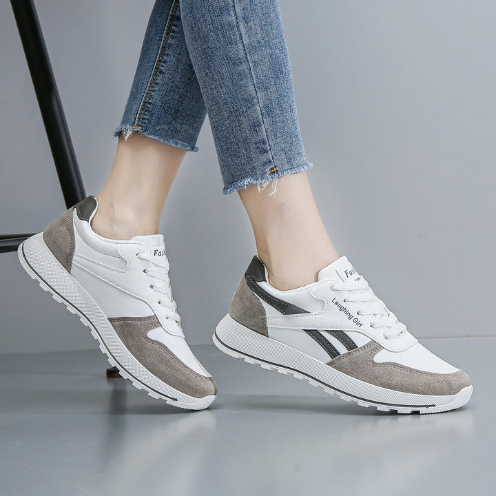 Levoire | Femmes Colorblock Baskets De Loisirs À Lacets G02 Blanc Gris