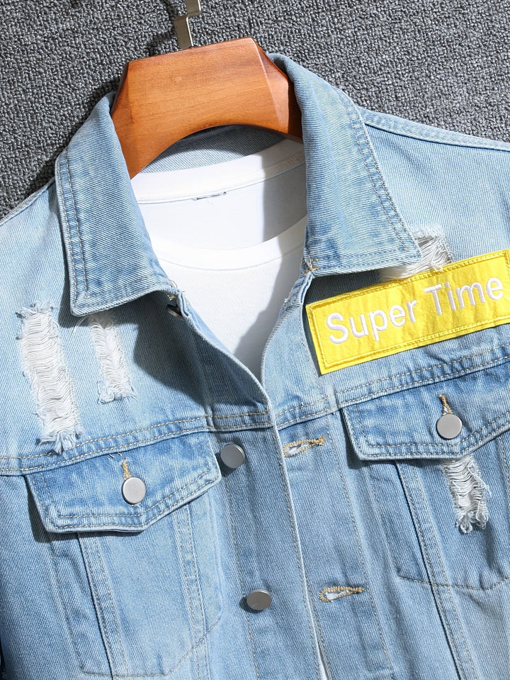 Levoire | Blouson En Denim Élégant Pour Hommes Avec Des Coutures En Détail