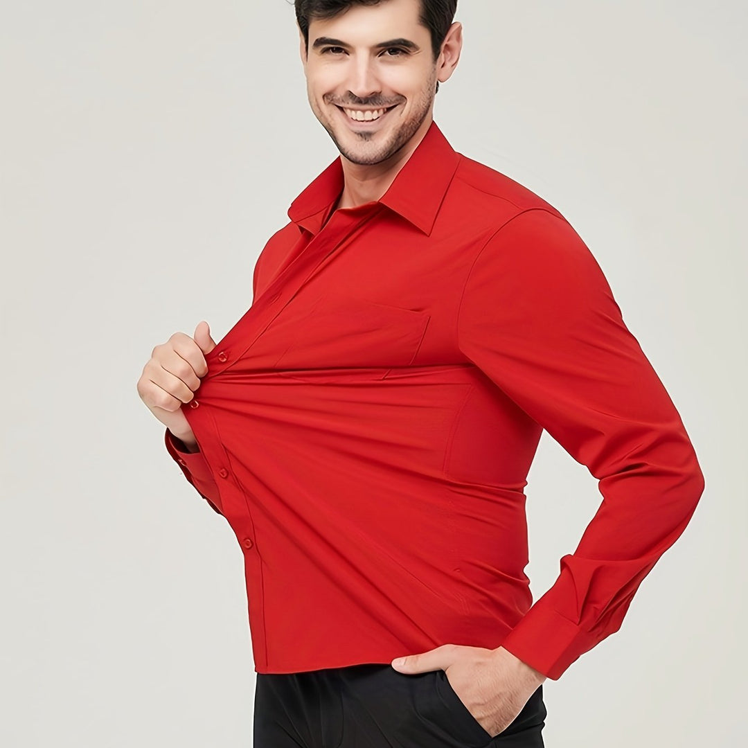 Levoire | Chemise De Business En Coton Respirant Pour Homme Rouge