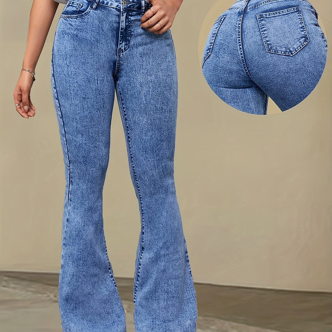 Levoire | Élégant Taille Haute Stretch Denim Flare Jeans