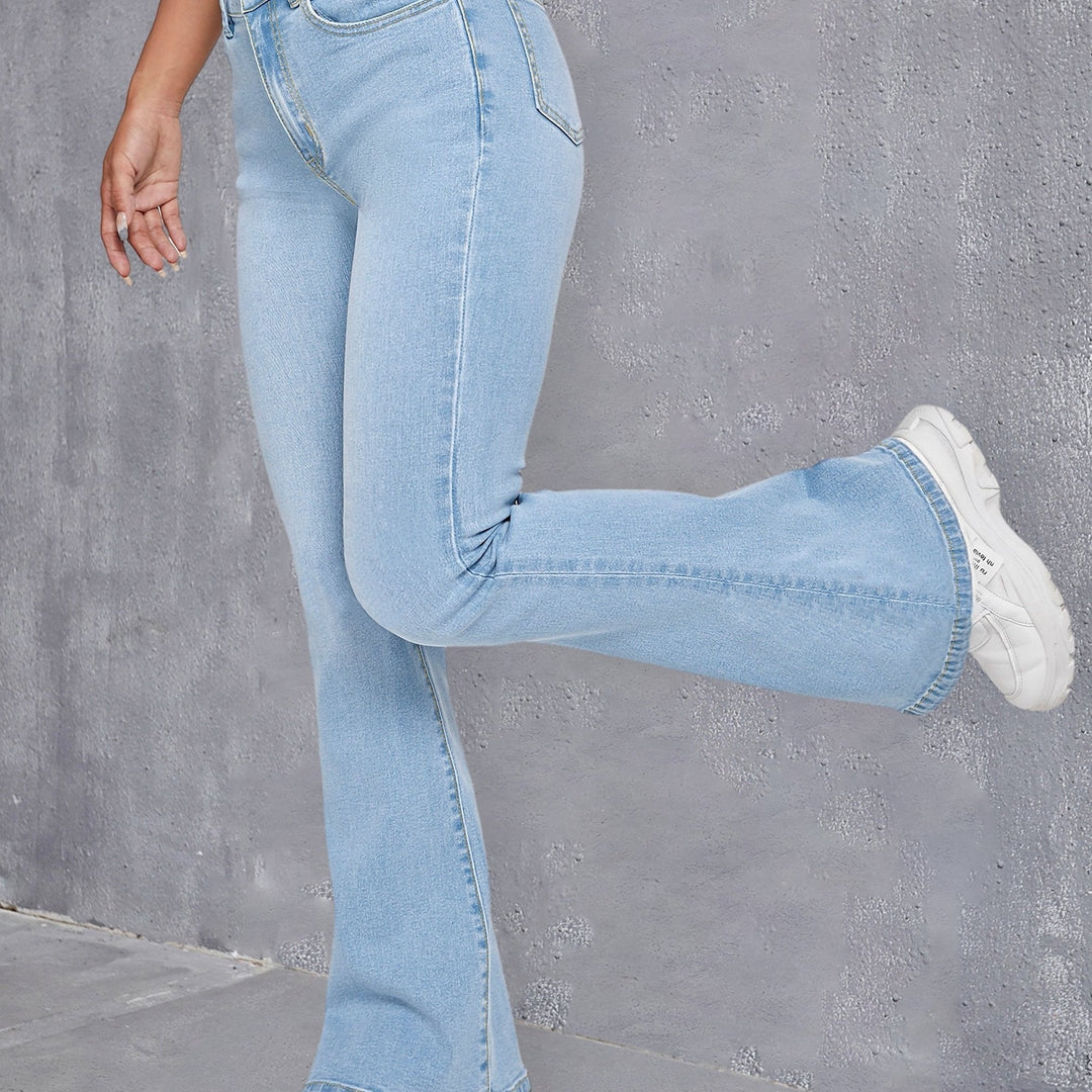 Levoire | Jeans Slim Fit Flare Bleus Avec Haute Élastique