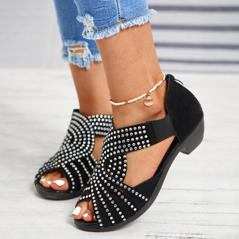 Levoire | Sandales Décorées De Strass Levoire | Open Toe Noir