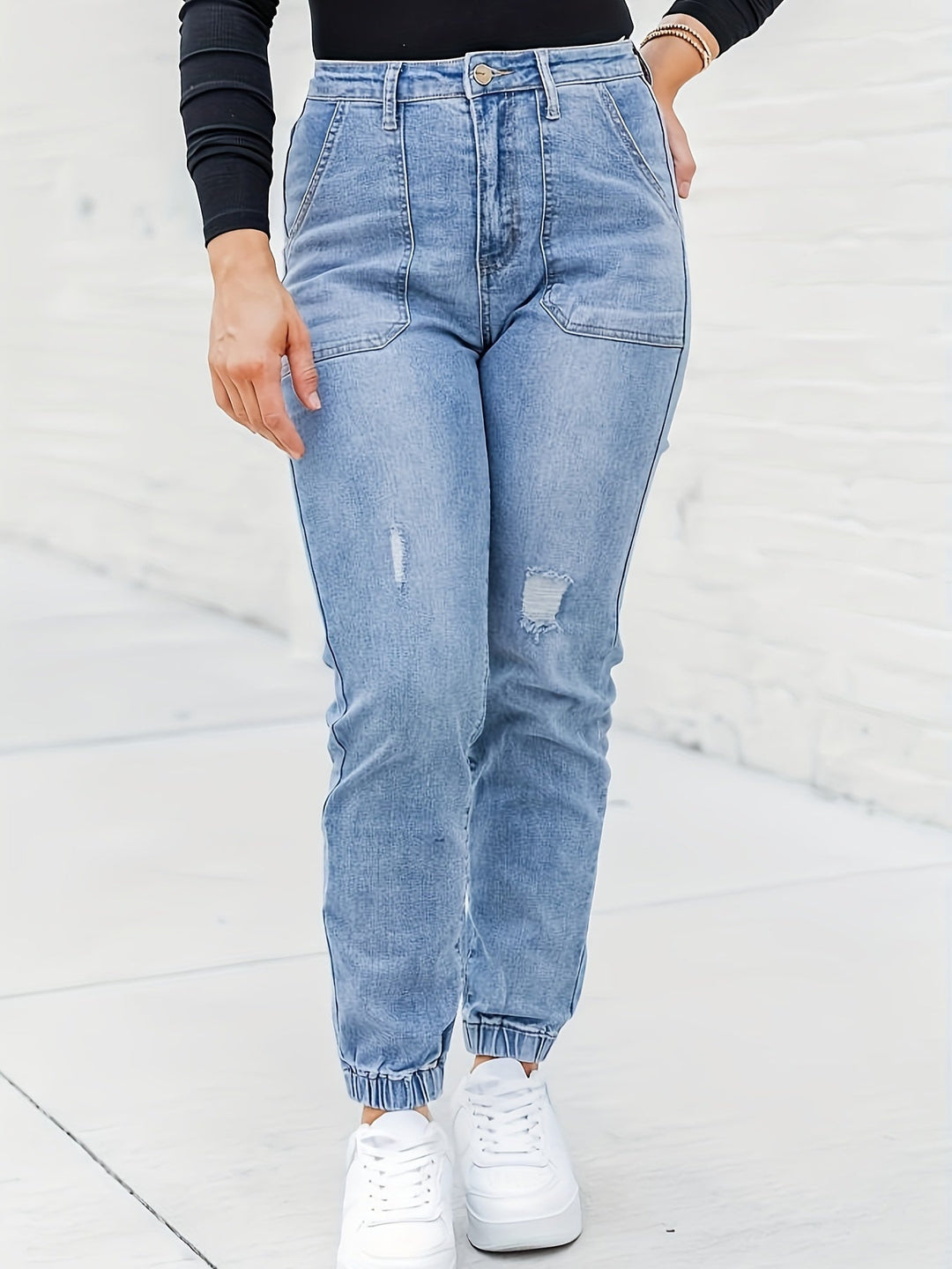 Levoire | Rennot Femmes Jean Bleu Lavé Avec Grands Poches Latérales Bleu clair