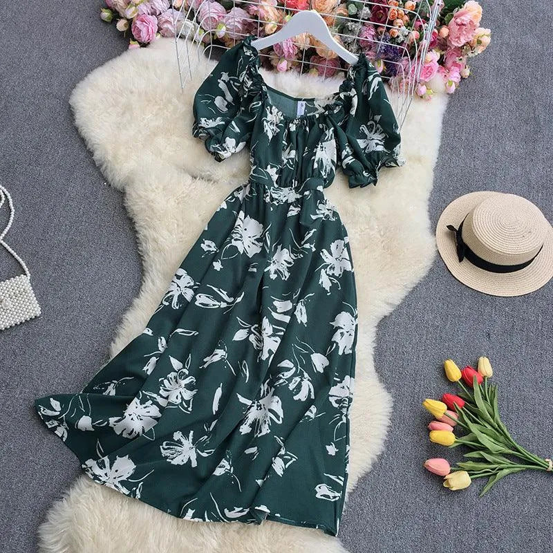 Levoire | Rennon imprimé robe à manches courtes Vert Une taille