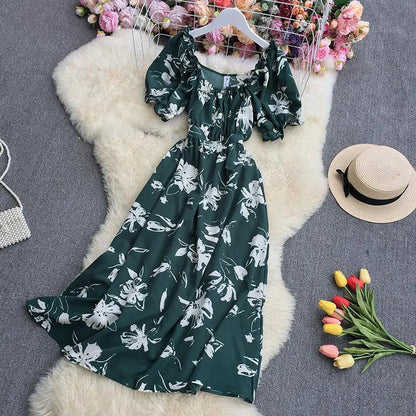 Levoire | Rennon imprimé robe à manches courtes Vert Une taille