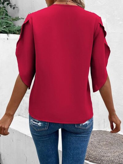 Levoire | Détail En Dentelle Blouse À Manches Demi-Longues En V