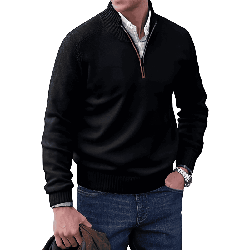Levoire | Pull En Cachemire Avec Zip Noir