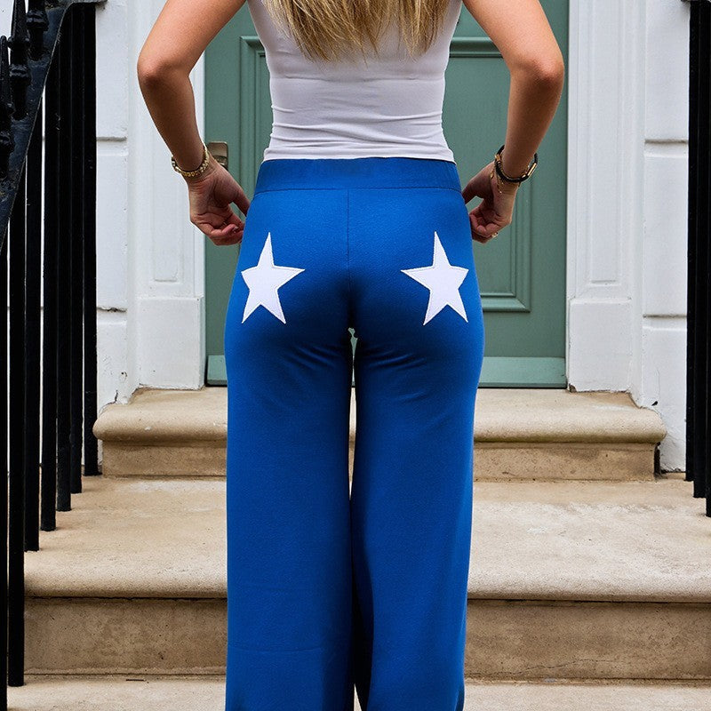 Levoire | Pantalon De Jogging À Jambes Larges Et Imprimé Étoiles Pour Femmes Bleu clair