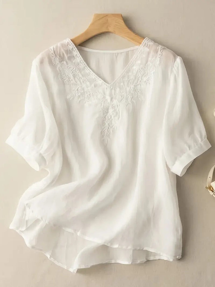 Levoire | T-shirt vintage à col en V Blanc ivoire