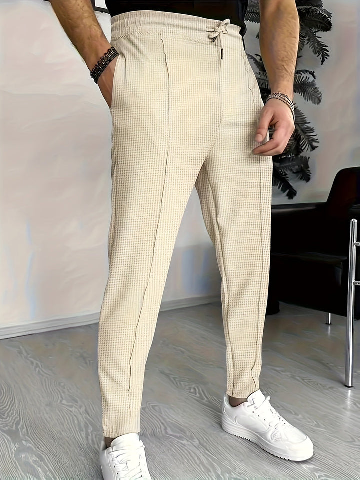 Levoire | Pantalons En Polyester Pour Hommes Avec Une Ceinture Élastique Khaki