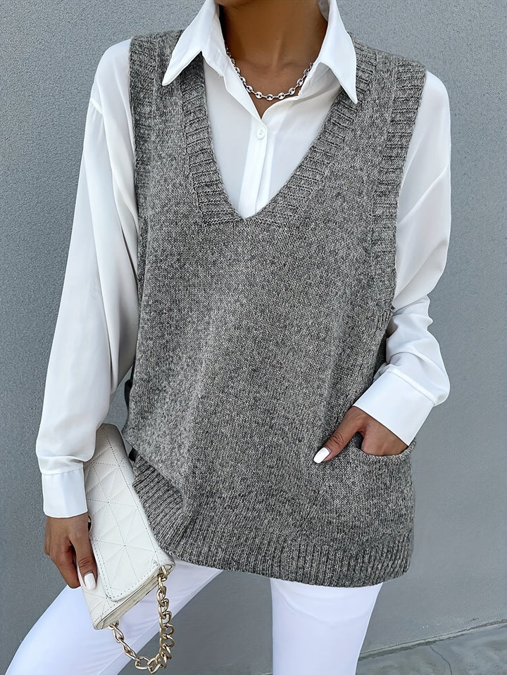Levoire | Pull-Over Col Montant Avec Poches Pour Femmes Anna grise
