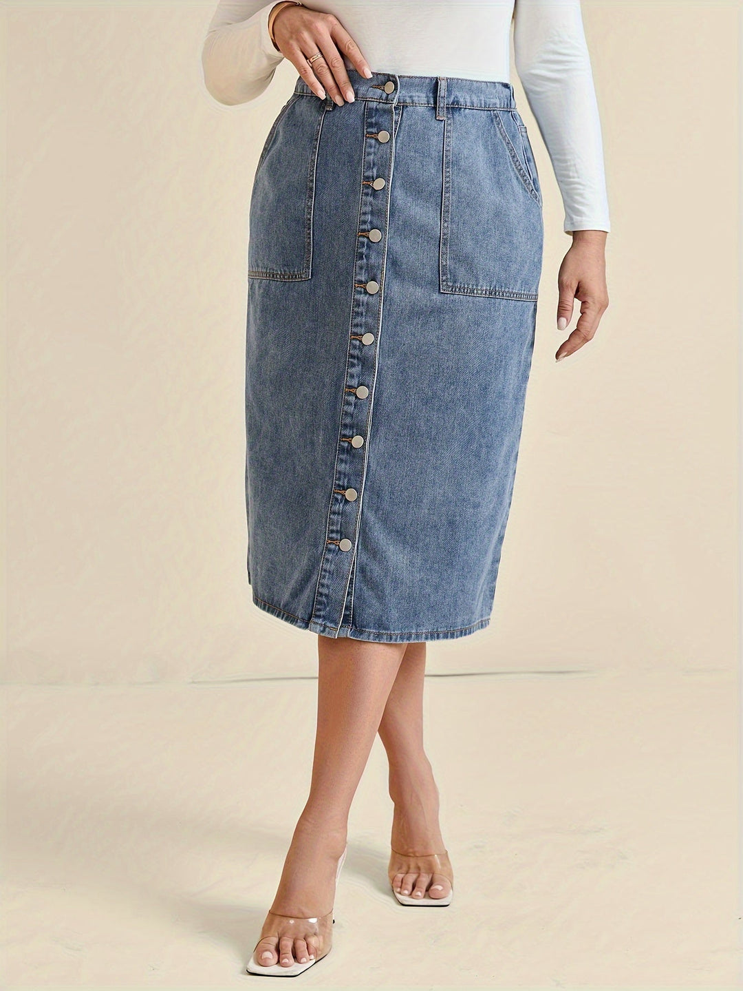 Levoire | Jupe Midi En Denim Classique Napppidetalla