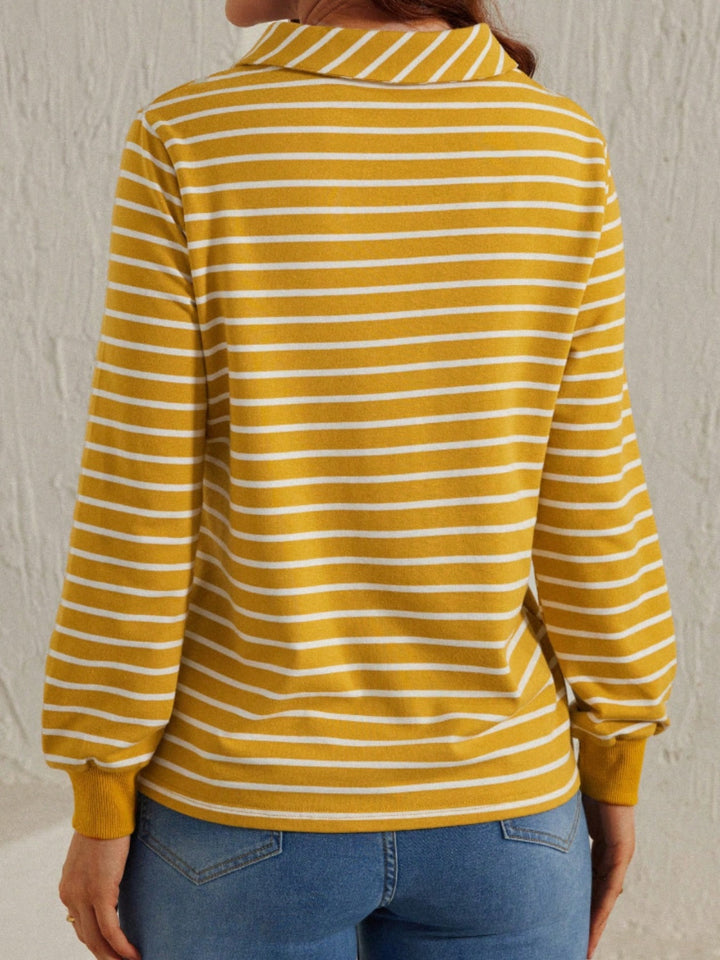 Levoire | T-shirt à col Johnny rayé à manches longues