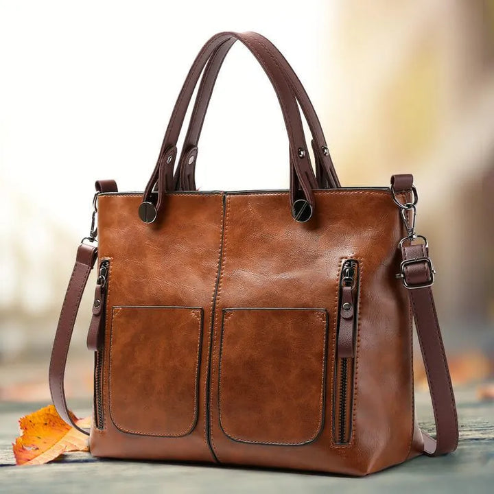 Levoire | Sac À Main En Cuir Structuré Avec Deux Compartiments Pour Femmes Braun