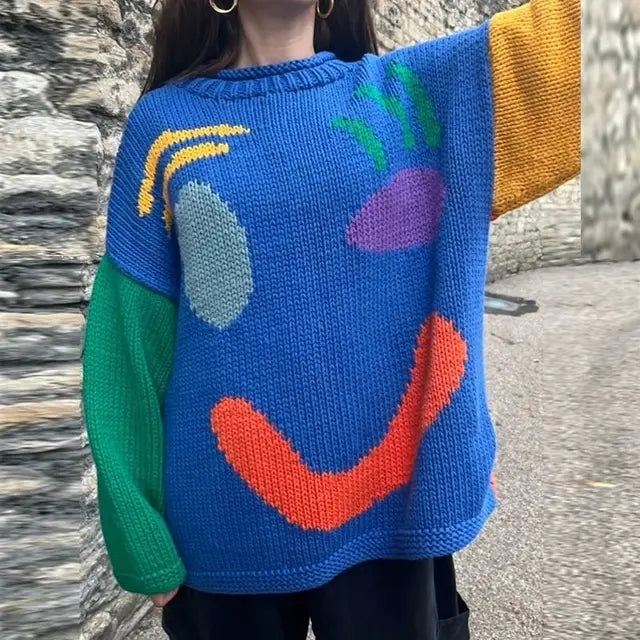 Levoire | Confortable Pull Boho D'Automne Bleu