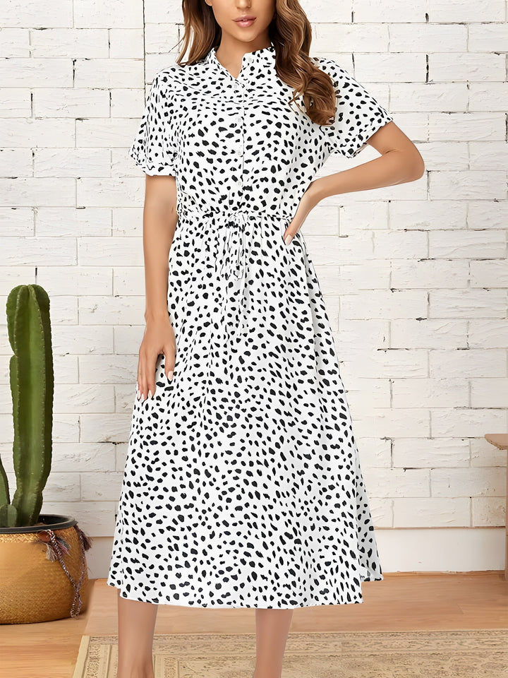 Levoire | Femme Robe Élégante À Cordon Imprimé Blanc