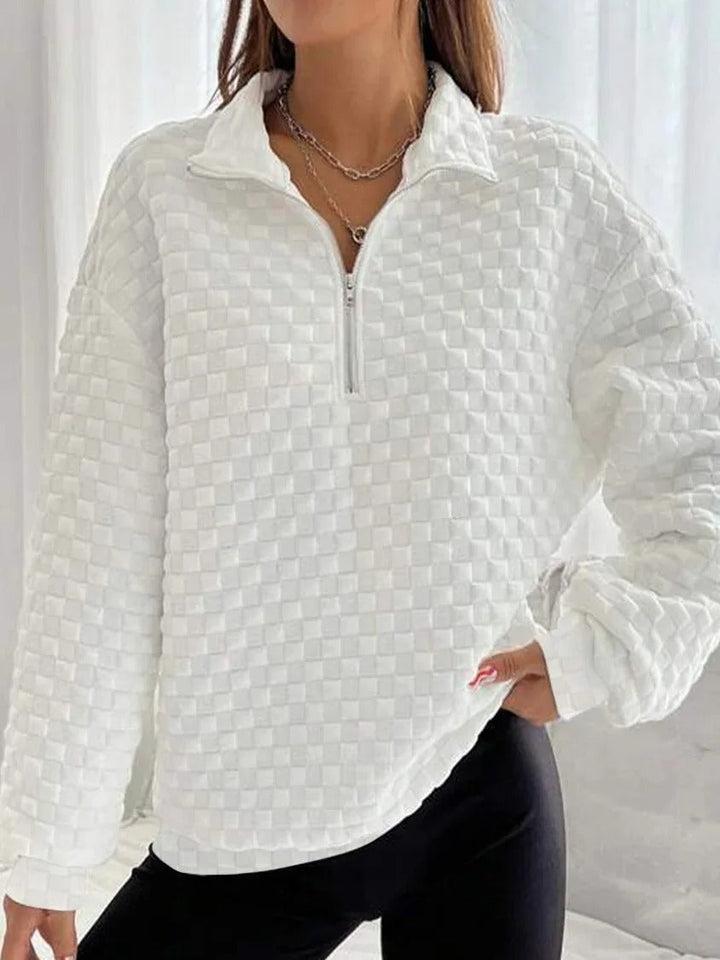 Levoire | Pull Tendance Col V - Fermeture Éclair Élégante - Vêtements Tricot Confortables Pour Looks Branchés Blanc