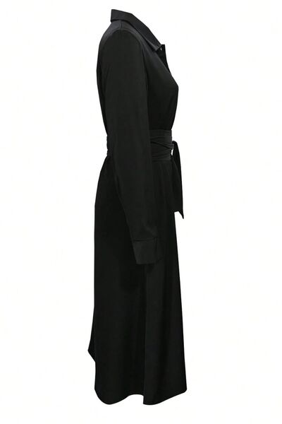 Levoire | Robe Chemise Midi À Col Montant Manches Longues