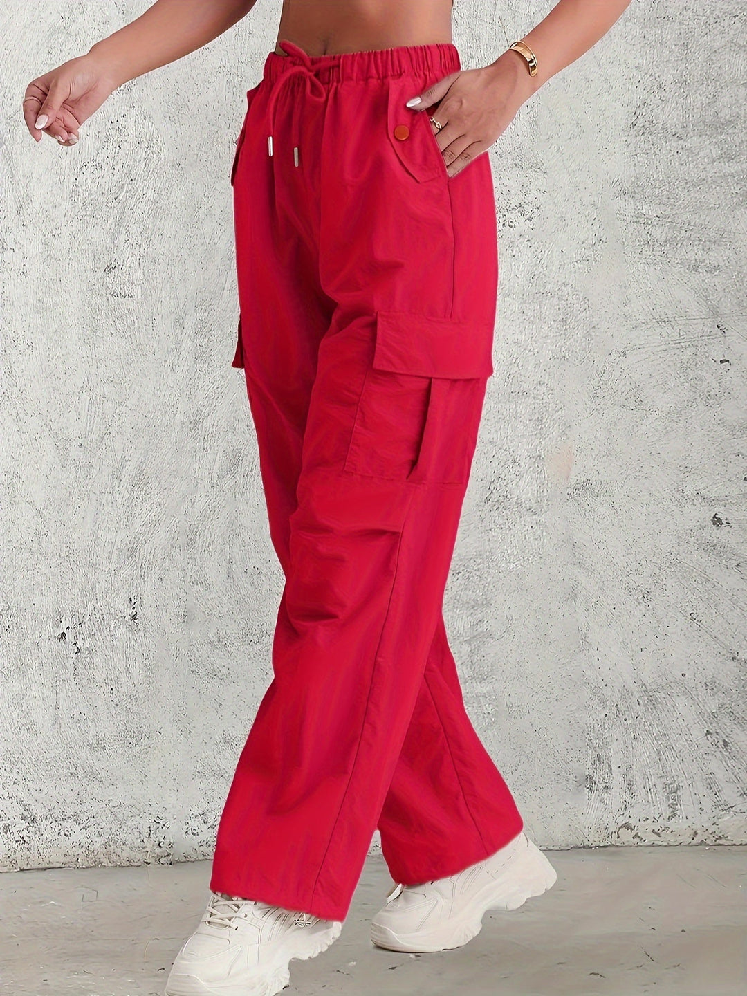 Levoire | Pantalons Cargo Taille Haute D'Une Couleur