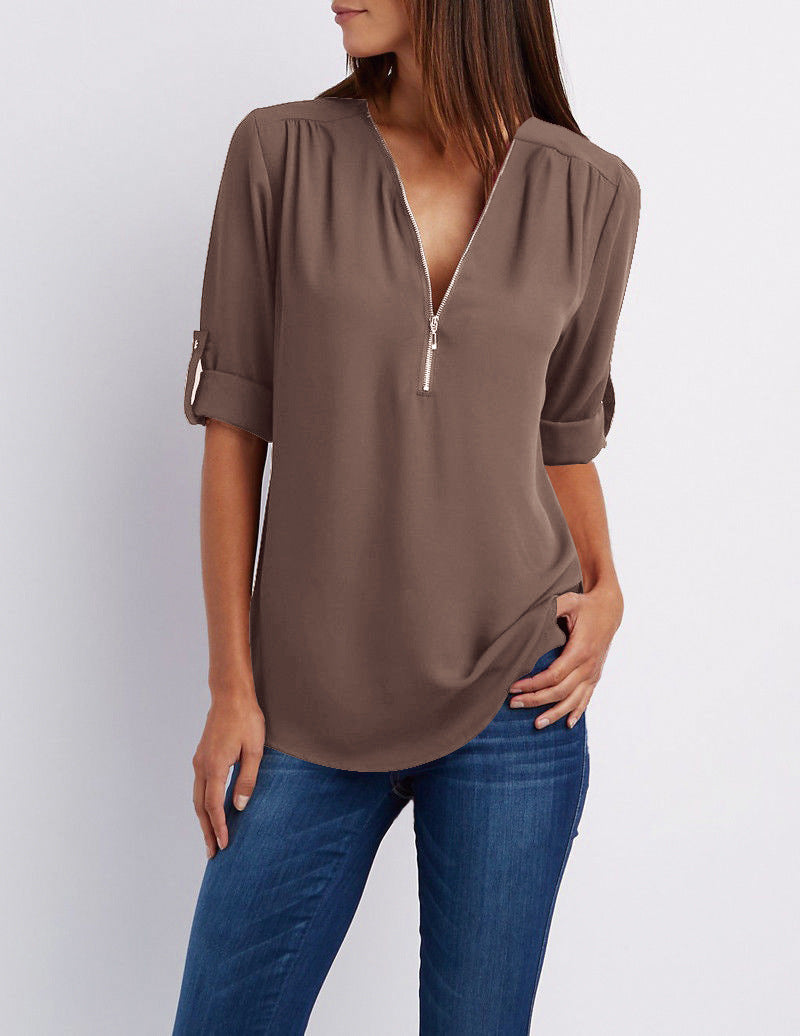 Levoire | Halber Reiverschluss Bluse