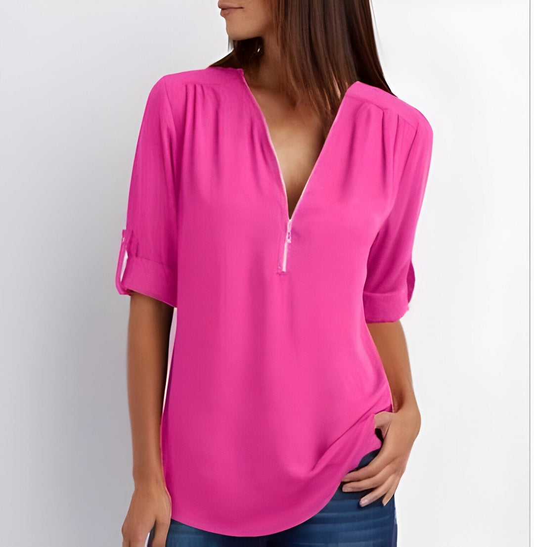 Levoire | Chemise Élégante À Demi-Zip Rosa