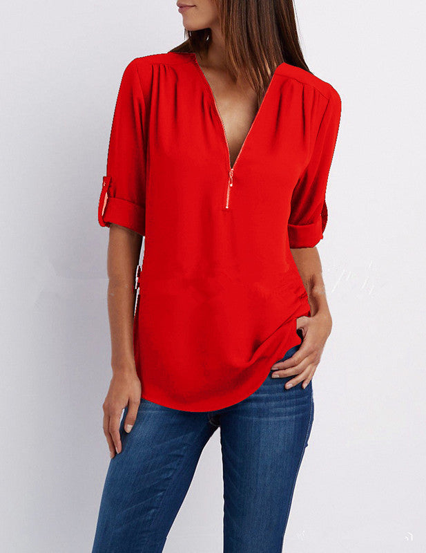 Levoire | Chic Manque Trois Quarts Blouse Rot