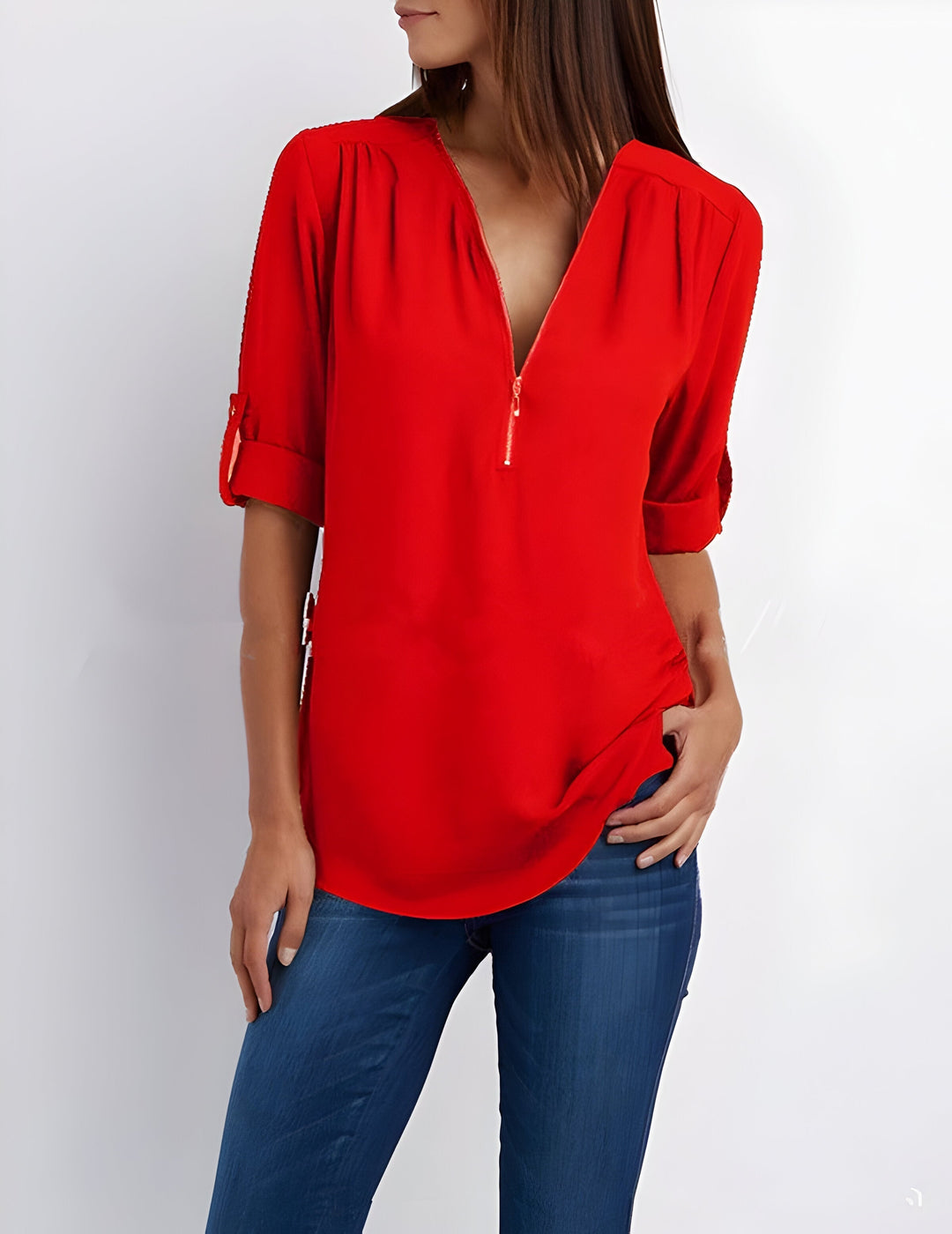 Levoire | Chemise Élégante À Demi-Zip Rot
