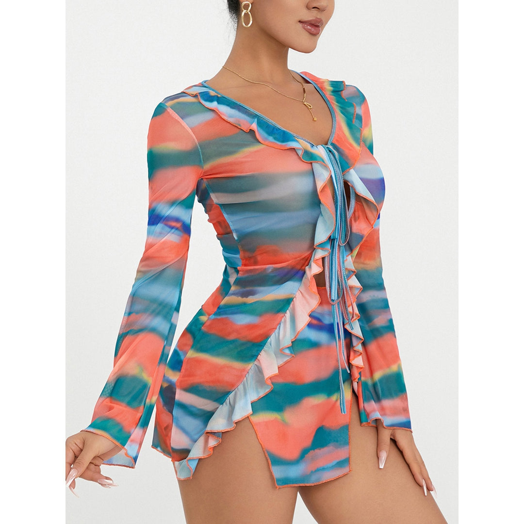 Levoire | Volant Batik Robe Mini À Manches Longues