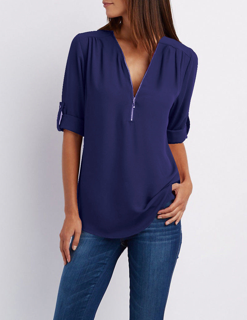 Levoire | Half Zip Blouse Marine bleu