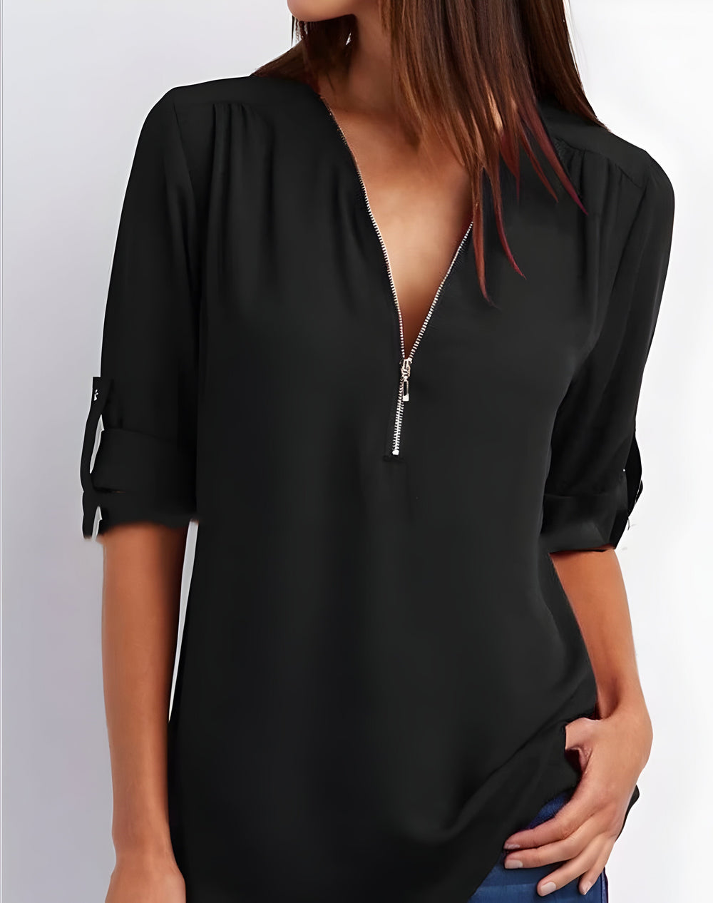 Levoire | Chemise Élégante À Demi-Zip Noir
