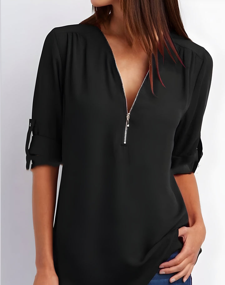 Levoire | Chemise Élégante À Demi-Zip Noir