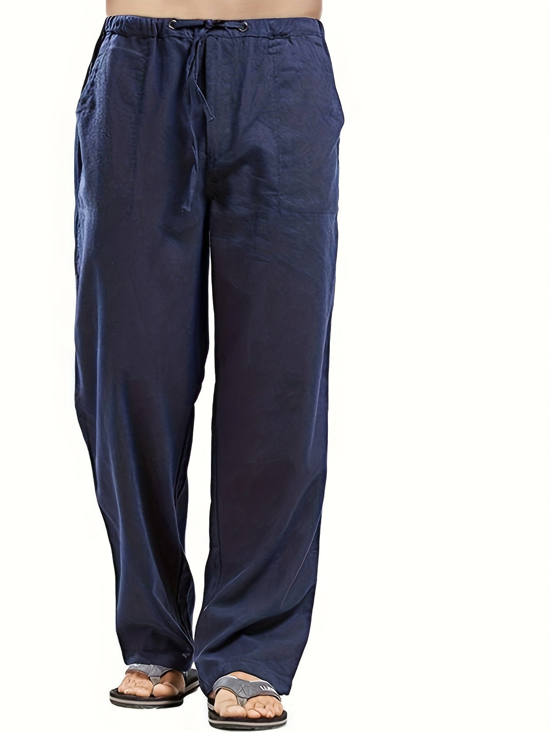 Levoire | Pantalons Pour Hommes En Mélange De Coton Et De Lin Avec Une Taille Élastique Décontractée Merimustan