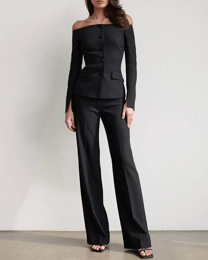 Levoire | Ensemble Chemise Boutonnée Élégante Et Pantalon Noir