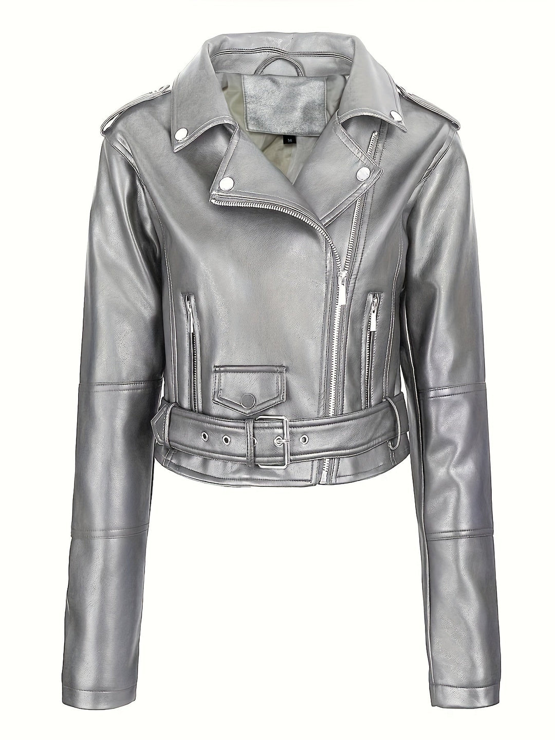 Levoire | Veste En Simili-Cuir Cropped Avec Zip Et Manches Longues Hopeakaksinen