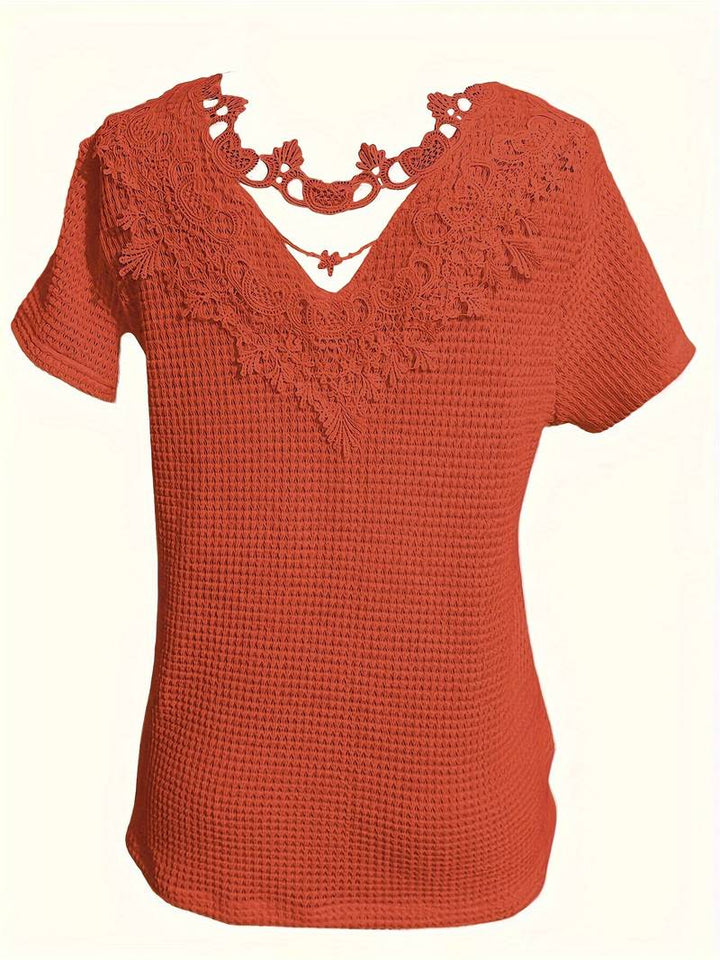 Levoire | T-Shirt À Col Rond En Dentelle Contrastante