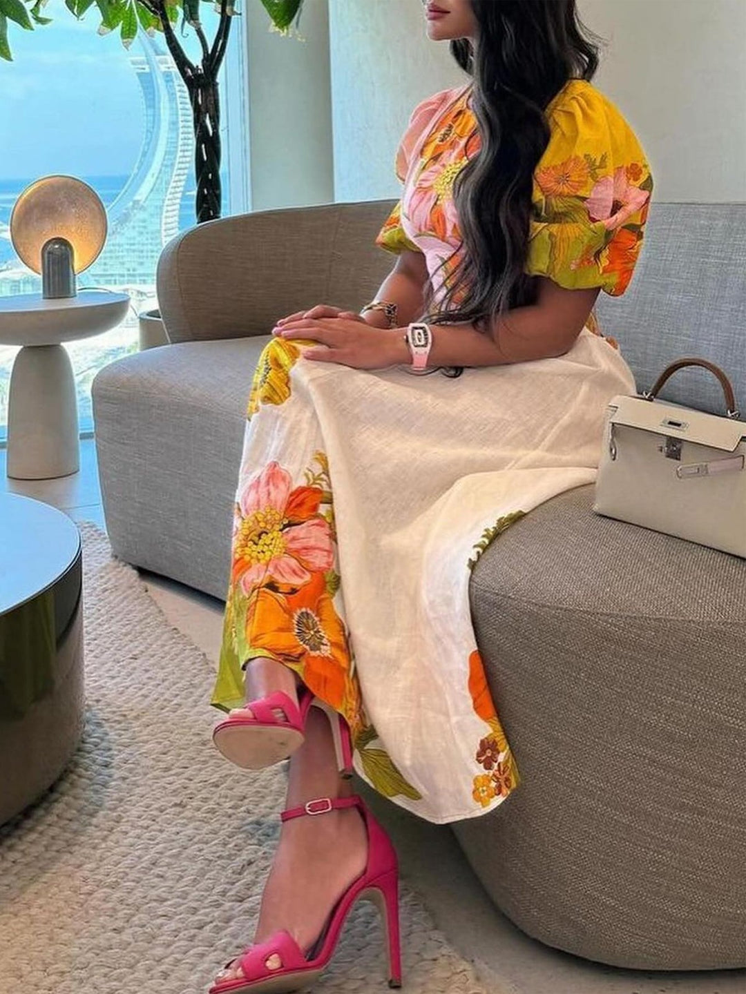 Levoire | Robe Midi Fleurie Tendance pour les Vacances