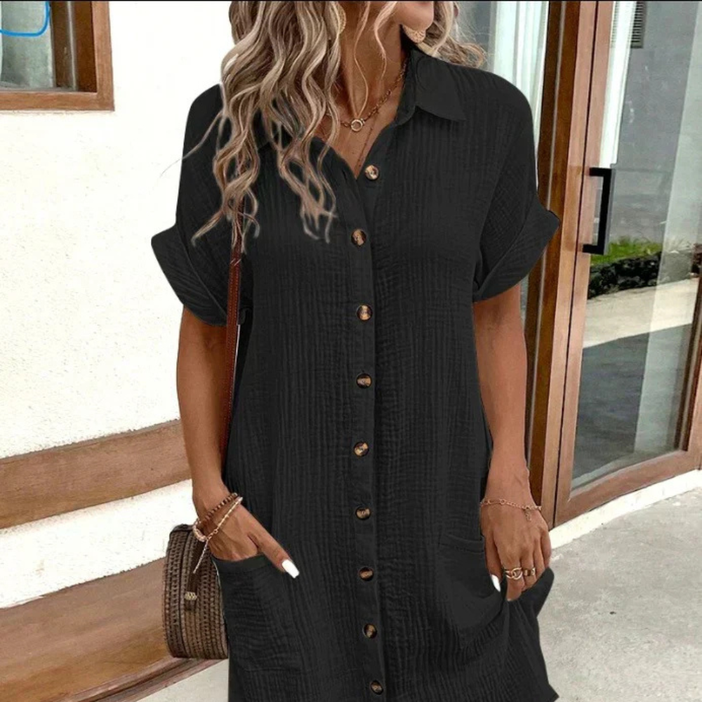 Levoire | Robe D'Été Légère Avec Boutonnières Noir