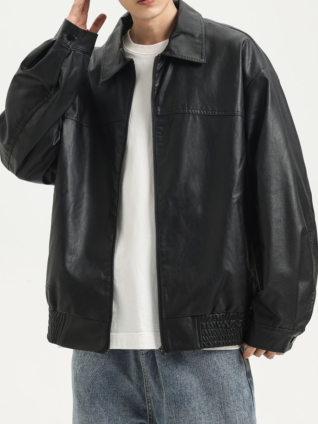 Levoire | Veste Pour Hommes En Cuir Pu Élégant Noir