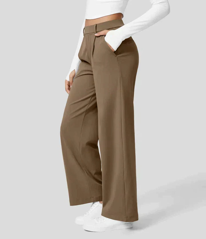 Levoire | Pantalon Palazzo Évasé Taille Haute Pour Femmes Sépia